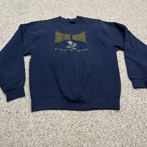 Vintage Notre Dame Crewneck Sweatshirt Embroidered Sz XL Navy Cozy Casual